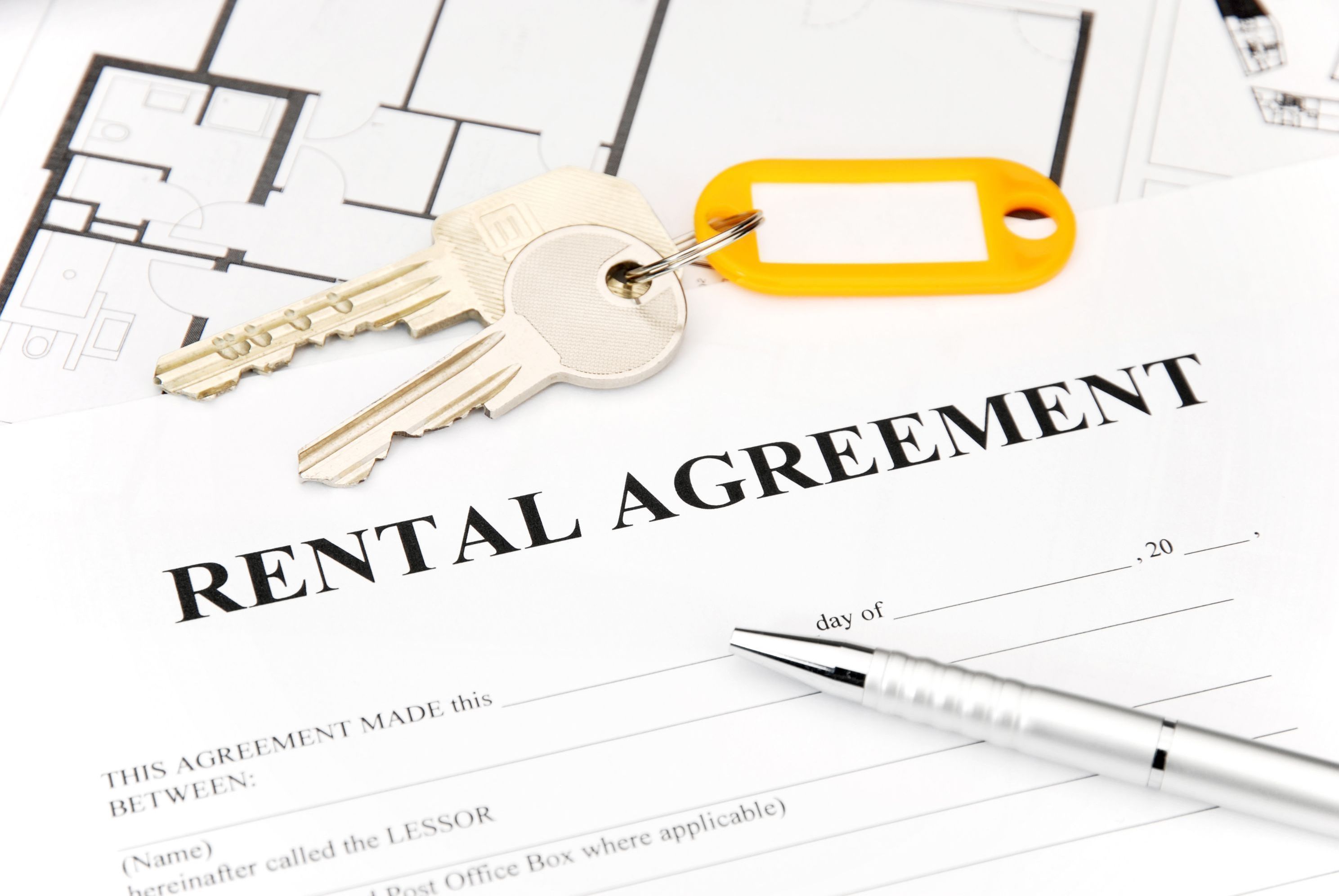Modern rental agreement and keys
